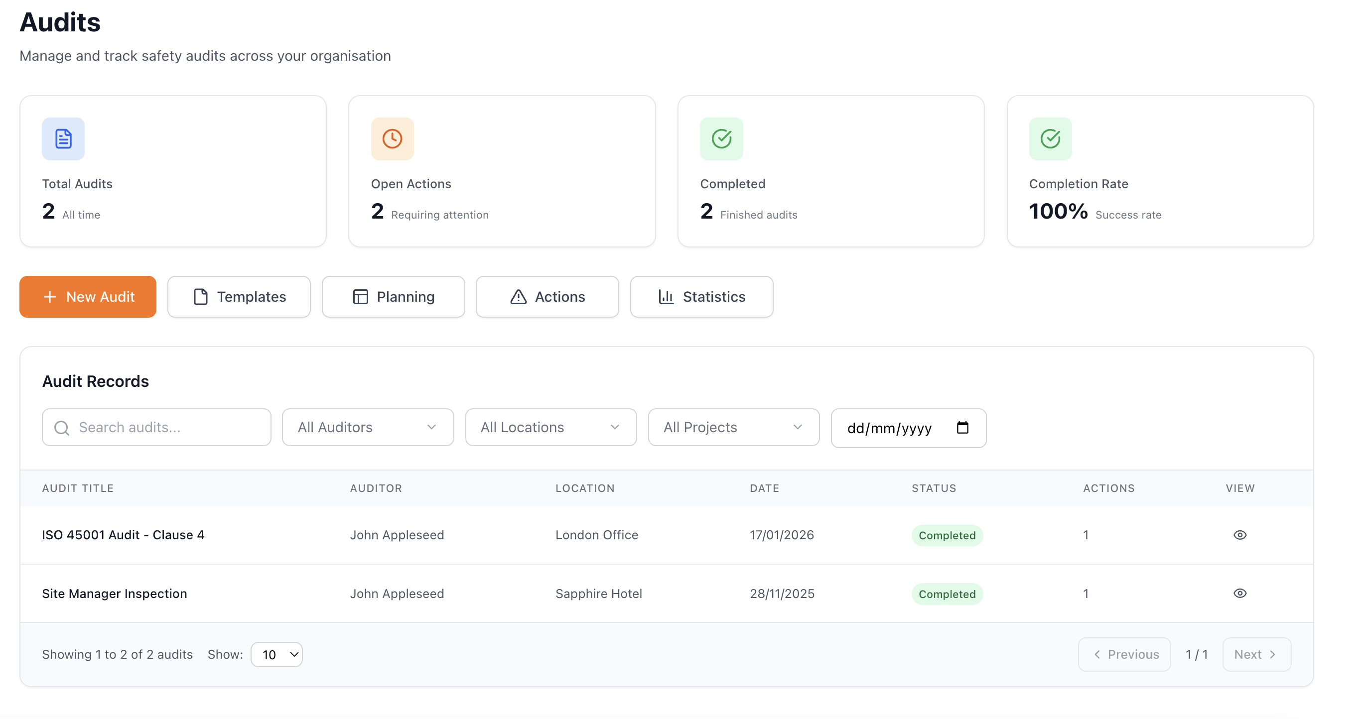 Audit Management in Safety Mate®