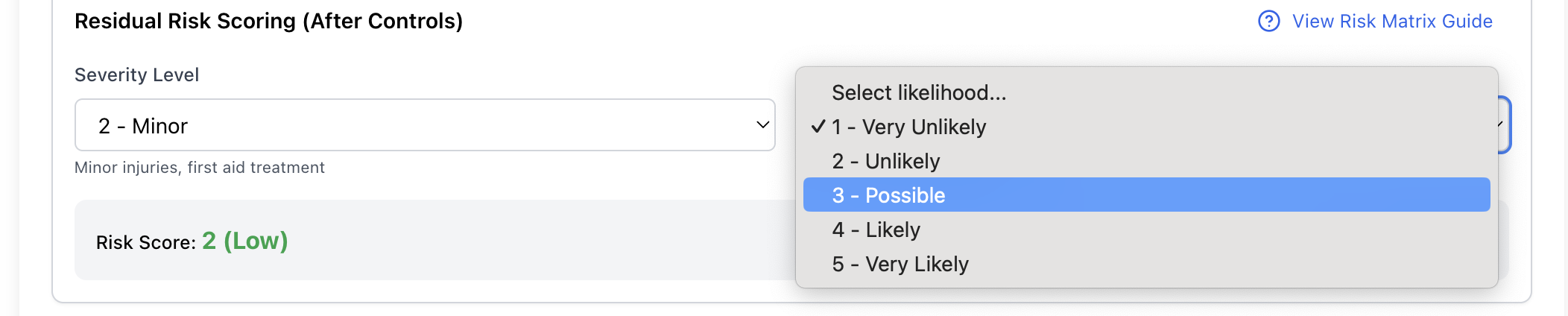 Residual risk assessment in Safety Mate®