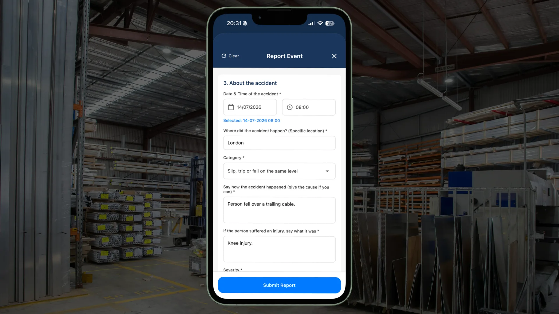 Reporting a safety event from mobile on site in Safety Mate® safety event software